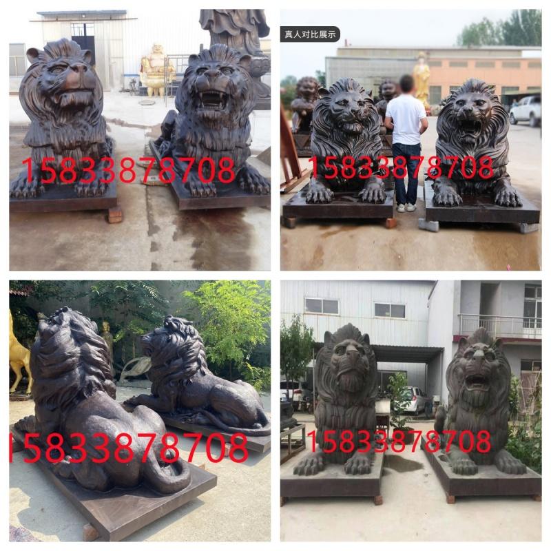 铸铜汇丰狮雕塑大型宫门狮飞狮银行酒店门口一对户外广场铜雕摆件