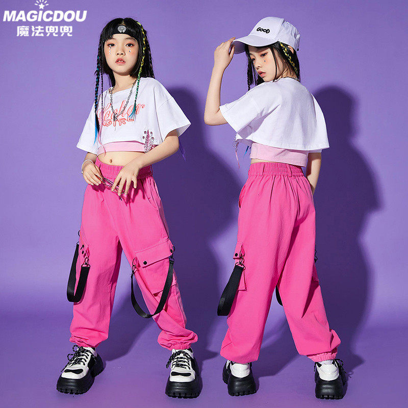 爵士舞服装女童练功表演服夏季嘻哈女孩街舞儿童潮服模特走秀演出