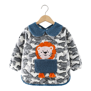 宝宝罩衣冬天2024新款加厚外穿洋气反穿护衣儿童吃饭防水防脏围兜