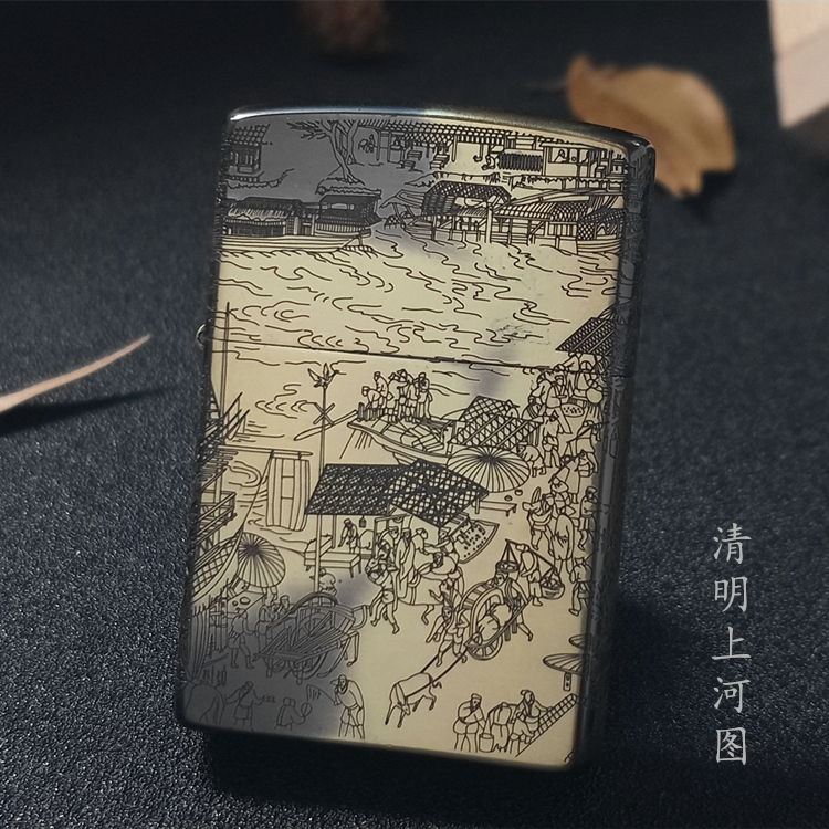 ZORRO佐羅限量版清明上河圖煤油打火機 純銅復古煙盒新款促銷