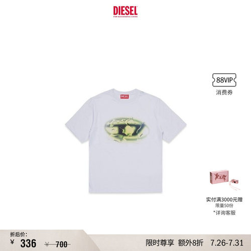 [折扣]DIESEL男童OVAL D白色圆领短袖T恤J024960GRAM