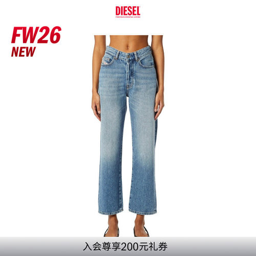 [新款]DIESEL女士26早秋D-WENT高腰合身直筒牛仔裤A2246009Q07
