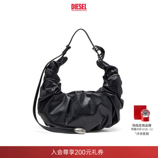 D单肩包可颂包X10478P8657 DIESEL女士25秋冬黑色大号GRAB 礼物