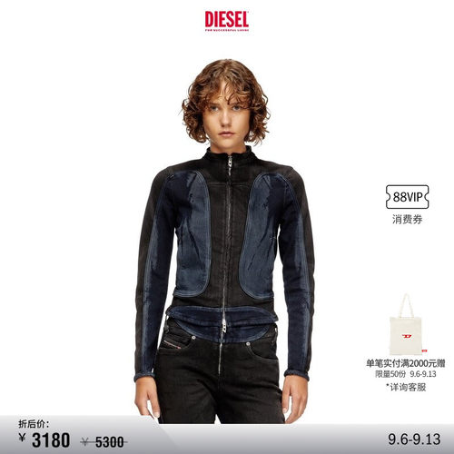 DIESEL女士25早秋拼色机车夹克