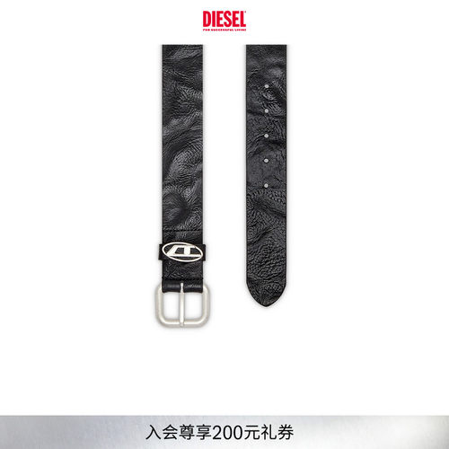 DIESEL男女同款OVAL D黑色腰带X10314PS681