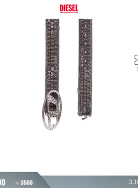 [折扣]DIESEL男女同款OVAL D黑色做旧牛仔腰带X09939PR163