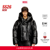 DIESEL男女同款 新款 26早春黑色连帽羽绒服外套A225460WEBU