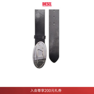 D黑色皮带腰带X10430PR227 DIESEL女士25秋冬OVAL 礼物