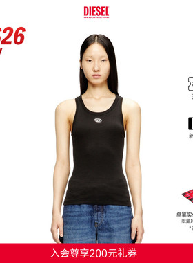 [新款]DIESEL女士26早春OVAL D黑色白色简约背心上衣A199080JMBA