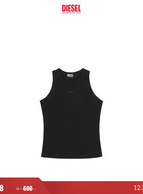[折扣]DIESEL女士D LOGO黑色白色无袖背心上衣A15411RAFAA