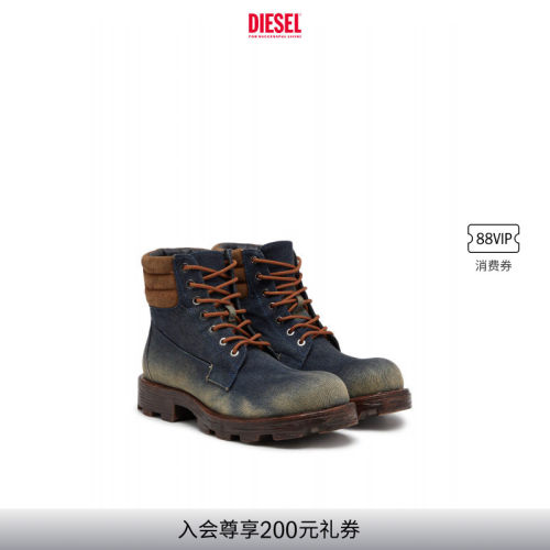 DIESEL男士D-HAMMER拼色马丁靴Y03749P8093