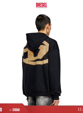 [折扣]DIESEL男士OVAL D黑色运动衫连帽卫衣A152590PJAX