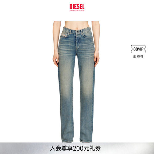 DIESEL女士D-SENT高腰合身直筒牛仔裤A1987109N32