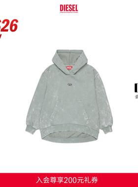 [新款]DIESEL女童26早春渐变D LOGO带帽灰色卫衣J02608KYA0F