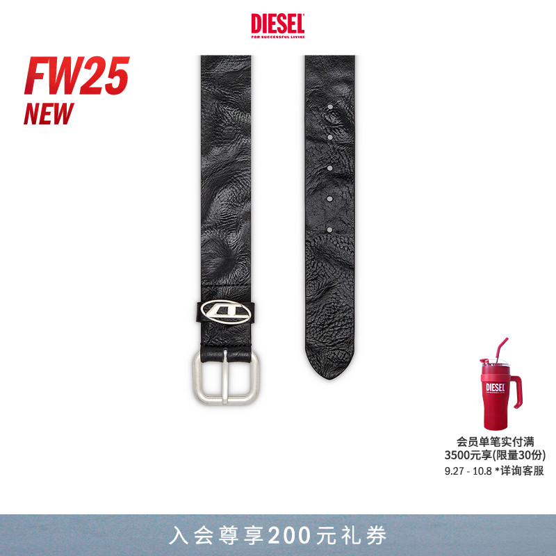 [新款]DIESEL男女同款25早秋OVAL D黑色腰带X10314PS681