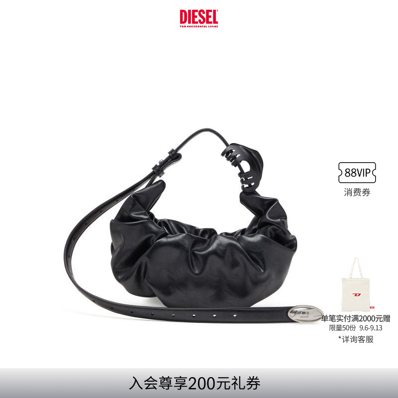 DIESEL女士黑色GRAB D小号单肩包可颂包X10479P8657图片