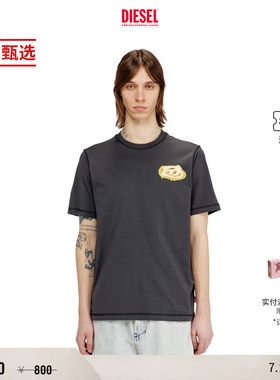 [季末甄选]]DIESEL男士黑色小印花简约短袖T恤A202840PLAT