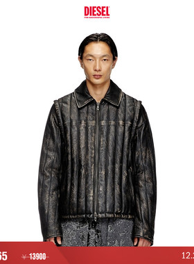 [折扣]DIESEL男士时装秀黑色复古做旧夹克外套A158650IQAG