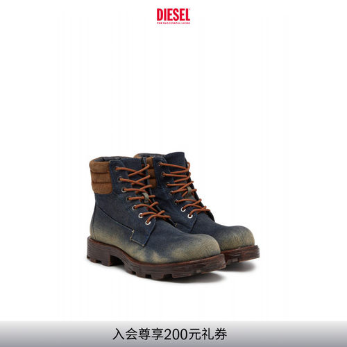 DIESEL男士D-HAMMER拼色马丁靴Y03749P8093