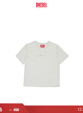 [折扣]DIESEL女童白色圆领短袖T恤J023870GRAM