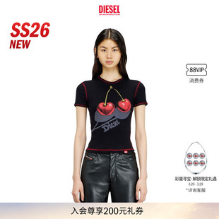 T恤A231290SPFV DIESEL女士26春夏樱桃印花短袖 新款