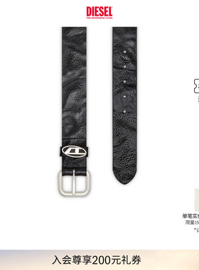DIESEL男女同款OVAL D黑色腰带X10314PS681