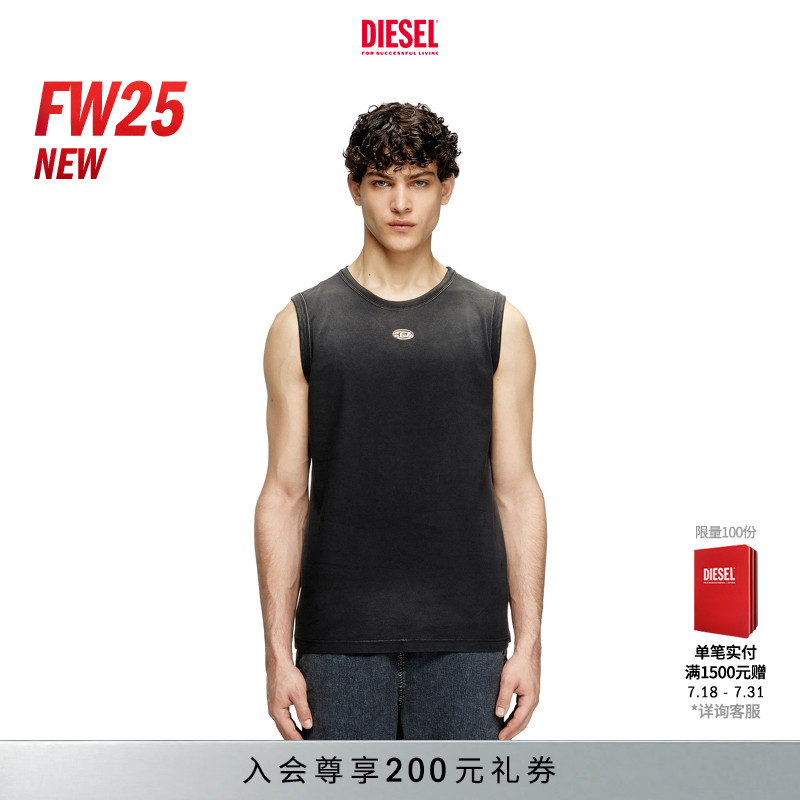 [新款]DIESEL男士25早秋OVAL D黑色休闲简约背心A196320CHBI