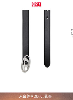 [礼物]DIESEL女士OVAL D黑色皮带腰带X09972P6364