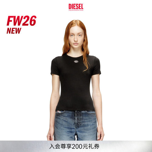 [新款]DIESEL女士26早秋OVAL D纯色套头短袖T恤A199100JMBA