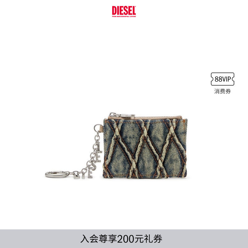 DIESEL女士CHARM D菱格纹零钱包卡包X10417P5570