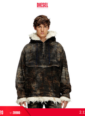 [折扣]DIESEL男女同款中性提花牛仔连帽外套A159630ABCW