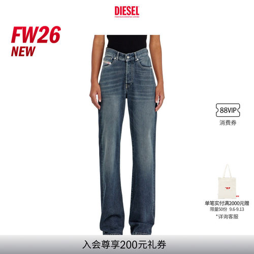 [新款]DIESEL女士26早秋D-SENT高腰合身直筒牛仔裤A19871007EI