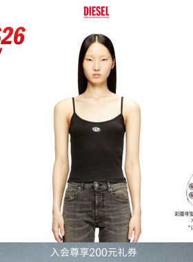 [新款]DIESEL女士26早春OVAL D黑色吊带背心上衣A199110JMBA