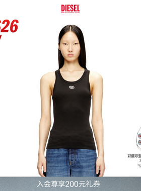 [新款]DIESEL女士26早春OVAL D黑色白色简约背心上衣A199080JMBA