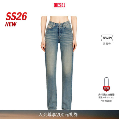 [新款]DIESEL女士26春夏D-SENT高腰合身直筒牛仔裤A1987109N32