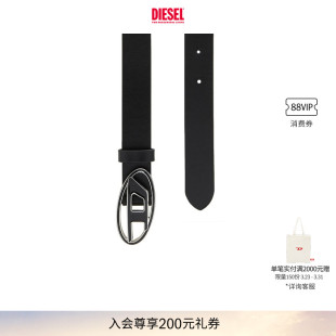 DIESEL女士OVAL LOGO黑色皮带腰带X09716P1245 经典