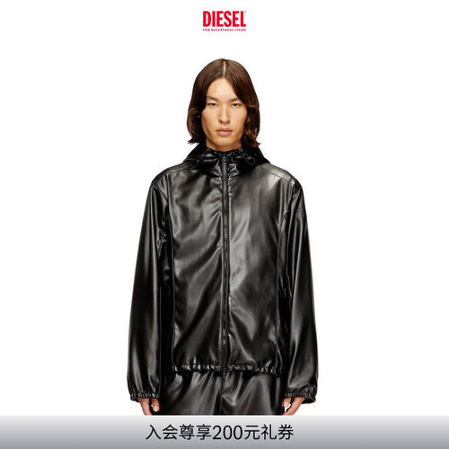 [明星同款]DIESEL男士黑色连帽夹克外套A200230PGBX