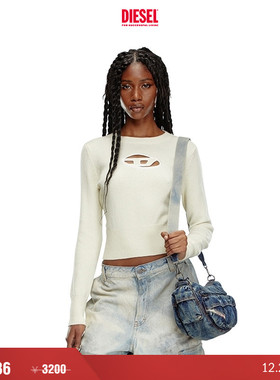 [折扣]DIESEL女士OVAL D LOGO镂空绵羊毛针织衫A067120KCAE