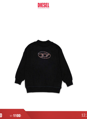 [折扣]DIESEL女童OVAL D黑色宽松卫衣J02412KYAU6