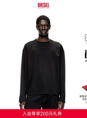 DIESEL男士25秋冬OVAL D黑色简约长袖T恤A194440AIJU