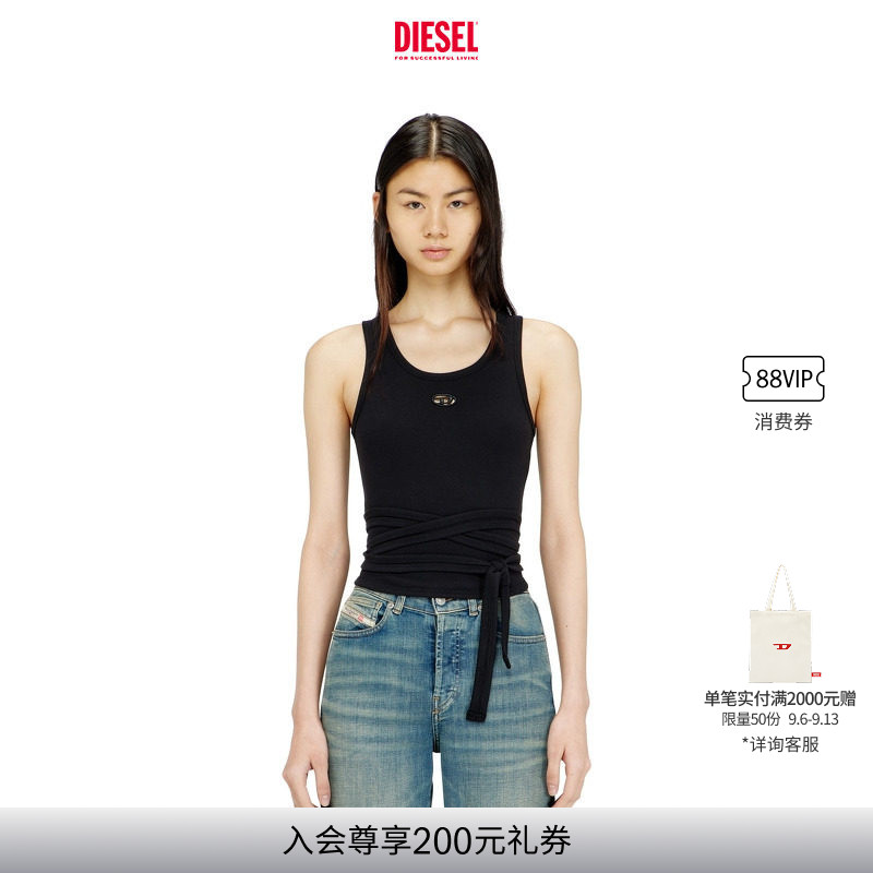 DIESEL女士OVAL D纯色简约绑带运动背心A210190EJAI图片