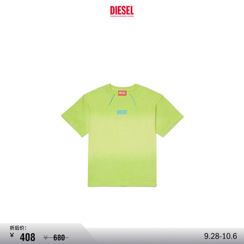[折扣]DIESEL童装绿色渐变SUPER LOGO短袖T恤J02598KYA0K