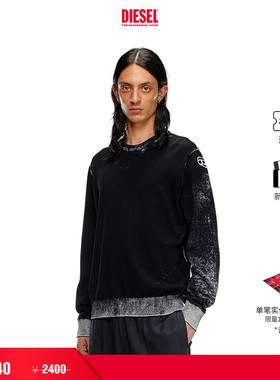 [折扣]DIESEL男士OVAL D黑色圆领套头针织衫A111870BEAR