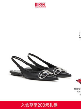 DIESEL女士25秋冬OVAL D平跟黑色穆勒鞋凉鞋Y03657PR818