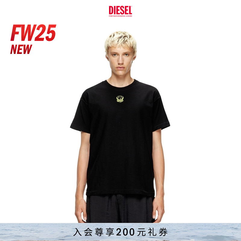 [新款]DIESEL男士25早秋黑色白色休闲短袖T恤A186950QKAP