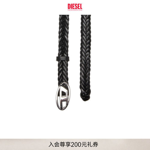 DIESEL女士OVAL D编织细皮带腰带X10586P8799