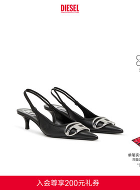 DIESEL女士25秋冬OVAL D黑色穆勒鞋凉鞋Y03706PR818