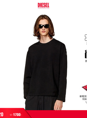 [折扣]DIESEL男士OVAL D LOGO黑色圆领卫衣A098570IAJH