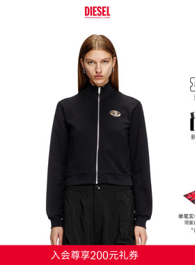 DIESEL女士25秋冬OVAL D镂空黑色开衫卫衣外套A168420BMBJ