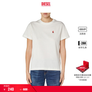 [折扣]DIESEL女士黑色白色简约休闲圆领短袖T恤A153670GRAI